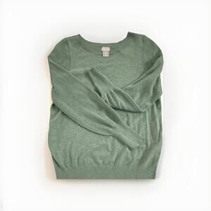 Chico's Women's Green Knit Pullover Sweater Crew Neck Size 0 Cozy Cottage spring